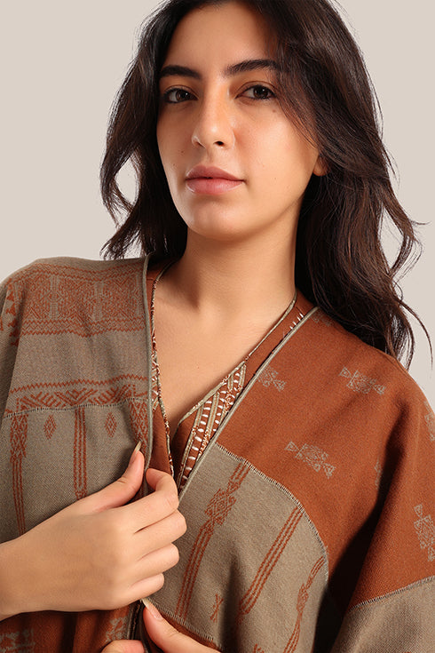 Multi-patterned patchwork jacquard coat